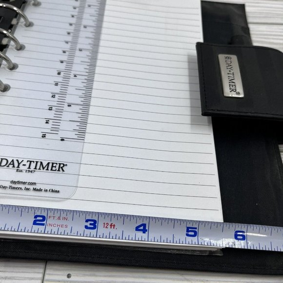 DAY TIMER 7-Ring Organizer Binder Planner Cover 1” Black Vinyl Snap Close - Picture 9 of 12